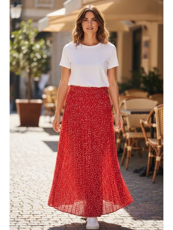 Naggoo Dresses & Skirts - Naggoo Red & White Polka Dot Pleated Skirt Or Strapless Dress Cotton Blend XL Ne
